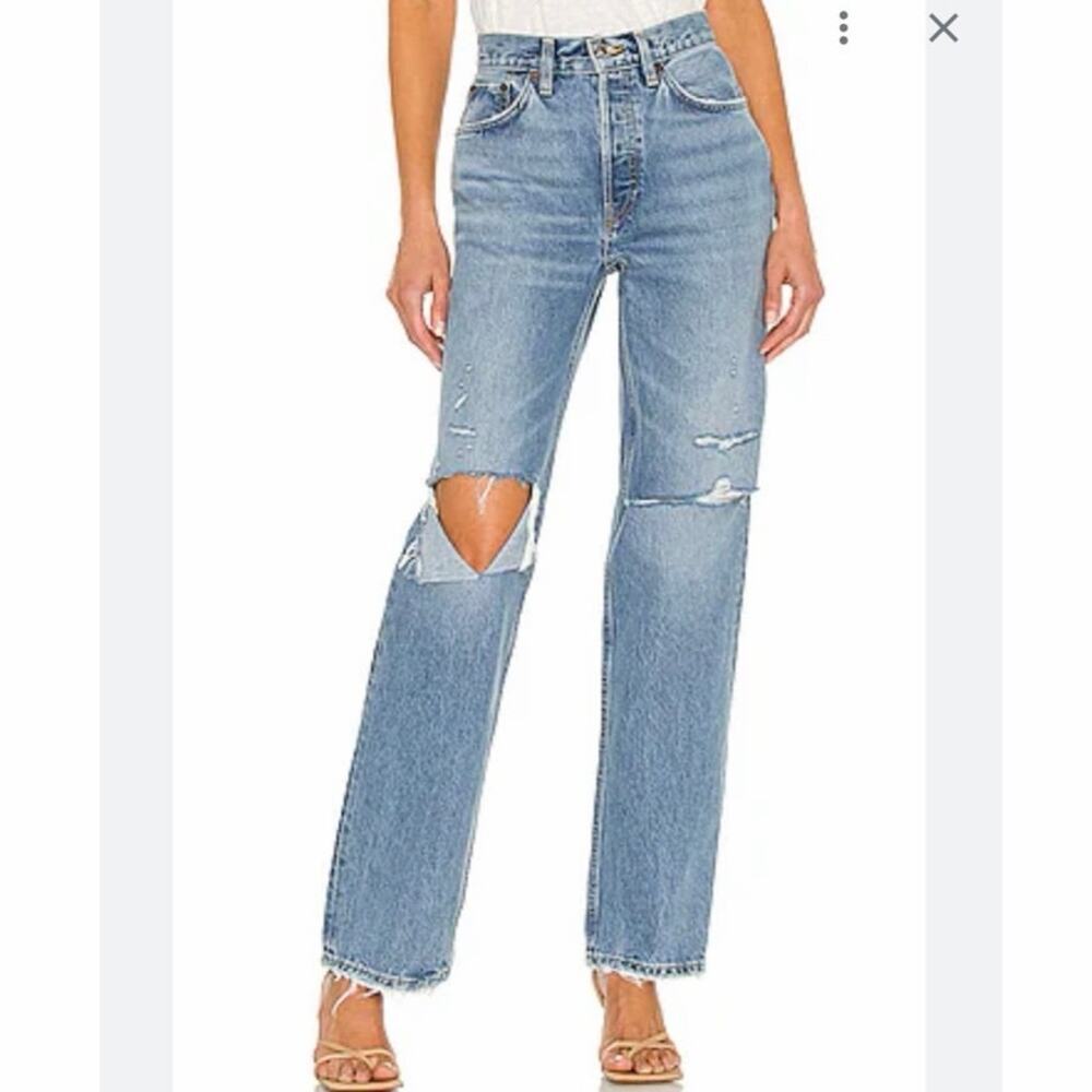 RE/DONE Originals 90s Comfy Jean Sunfaded Destroy Distressed Sz 27 Cotton